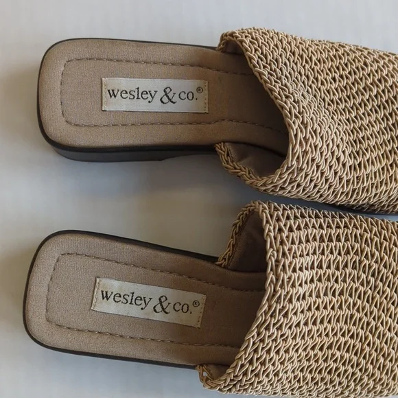 Wesley & Co. Neutral Slide Summer Sandal 6 Tan Brown - Picture 3 of 15